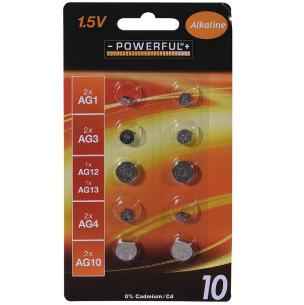 Batterier -Ulike Knappcelle Alkalisk 10pk