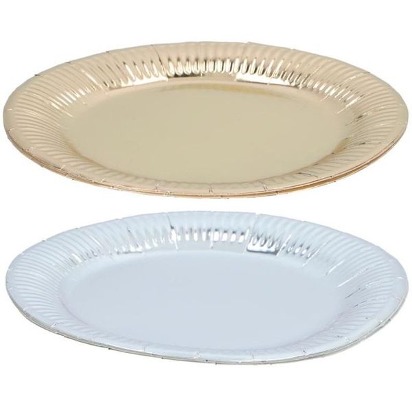 Papptallerkener 6pk 23cm Gull/Sølv Metallic