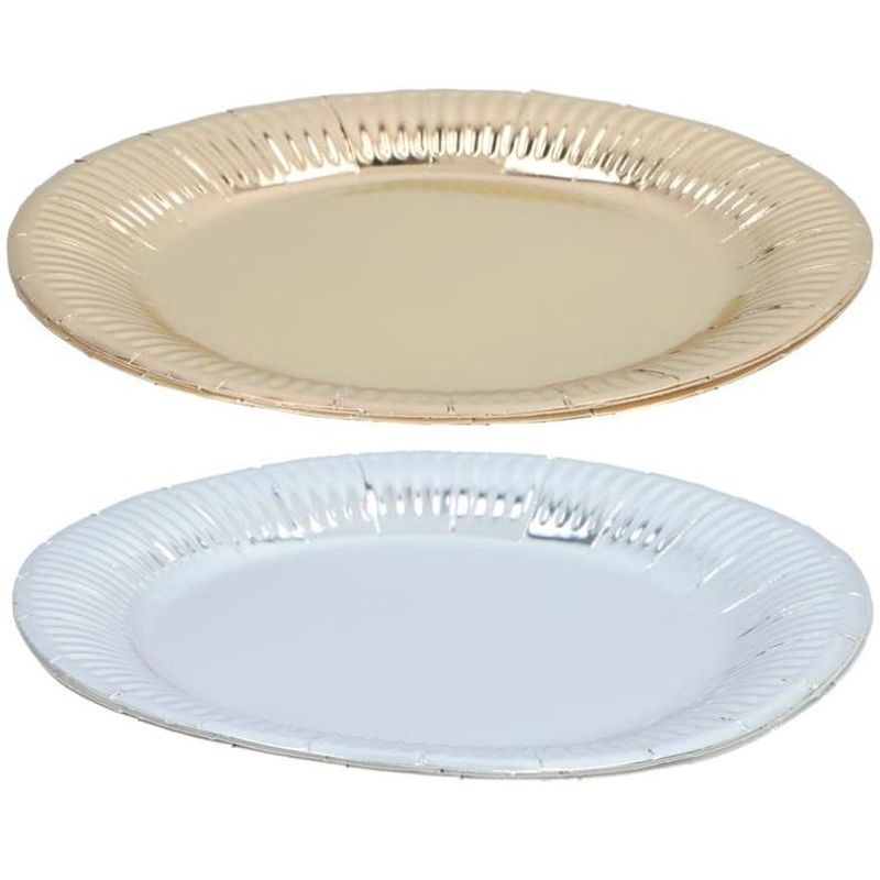 Papptallerkener 6pk 23cm Gull/Sølv Metallic