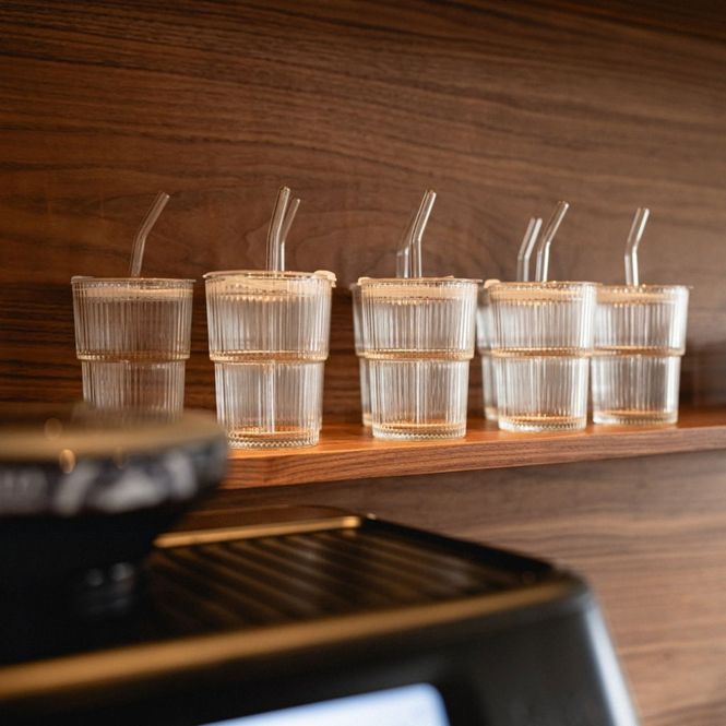 Hovedbilde OLSENHOME - Glaskopp med lokk og sugerør 6pk