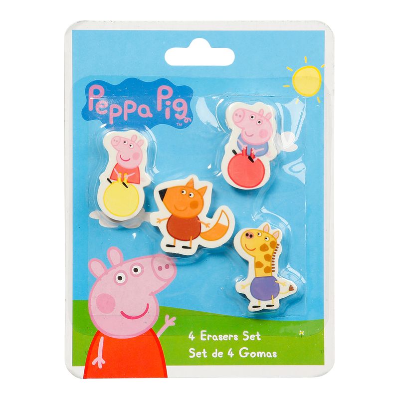 Peppa Gris viskelær 4pk | Lisensierte skrivesaker
