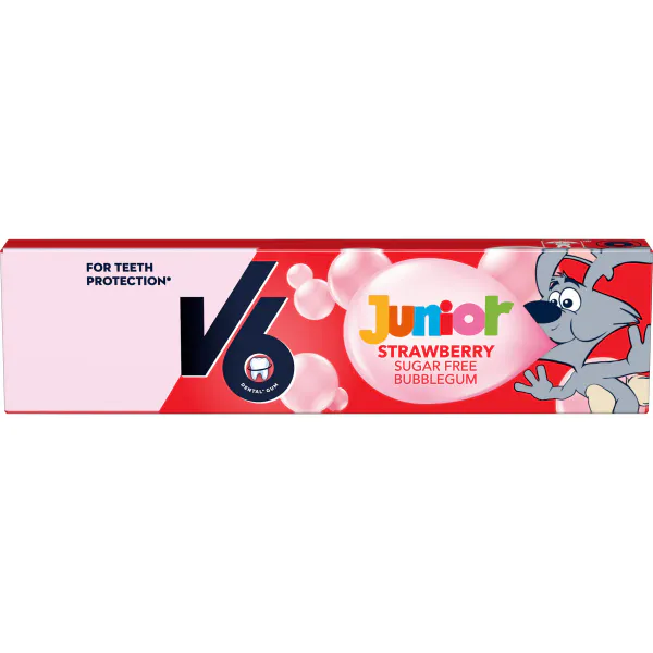 V6 Junior tyggegummi jordbær 22g