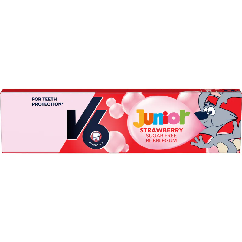 V6 Junior tyggegummi jordbær 22g