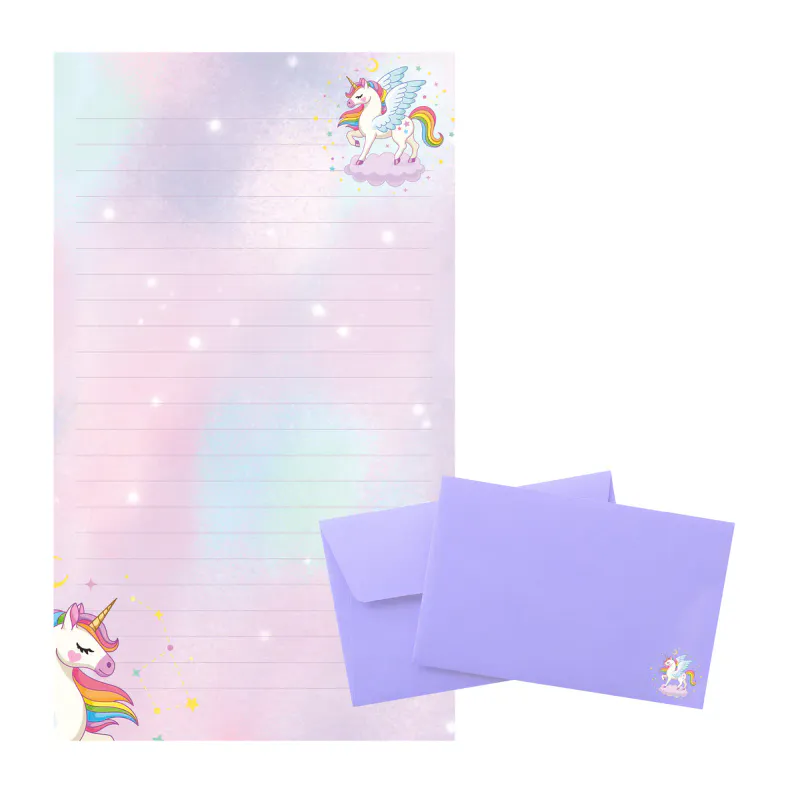 Brevpapir Enhjørning Tinka | 15 ark + 10 konvolutter