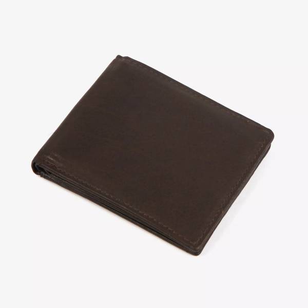 Lommebok skinn brun liten