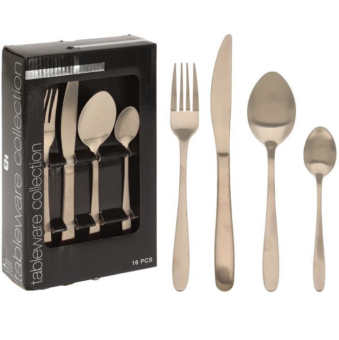 Hovedbilde Bestikksett 16deler - Gull | Excellent Houseware