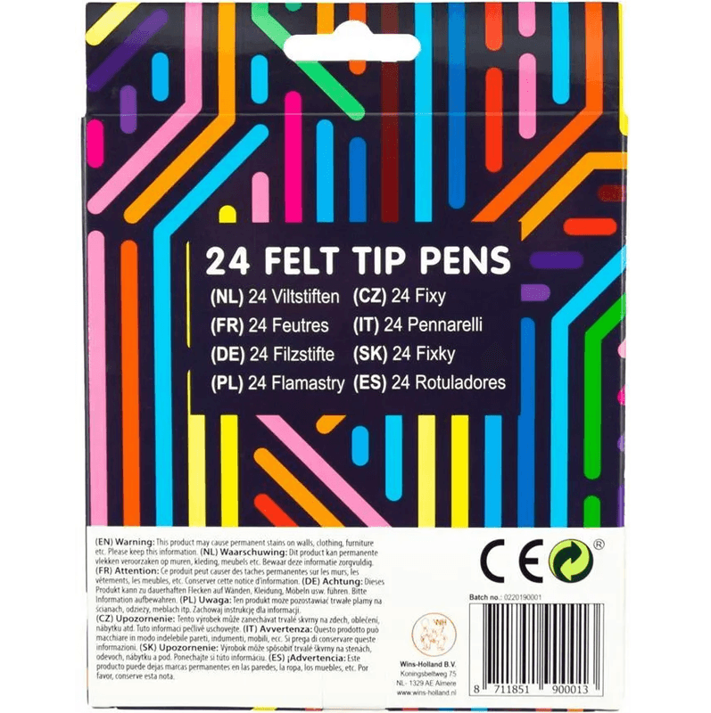 Tusjpenner sett 24 deler | Fargepenner for barn