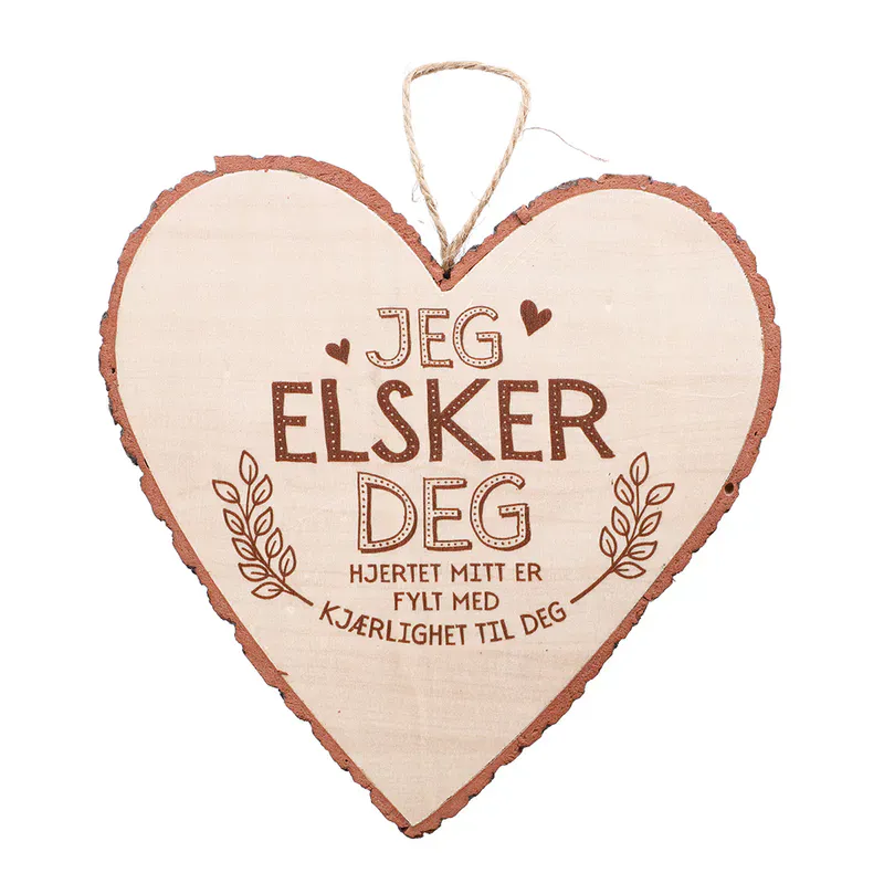 Personlig gave- Hjerteformet Treskilt for vegg og kommode