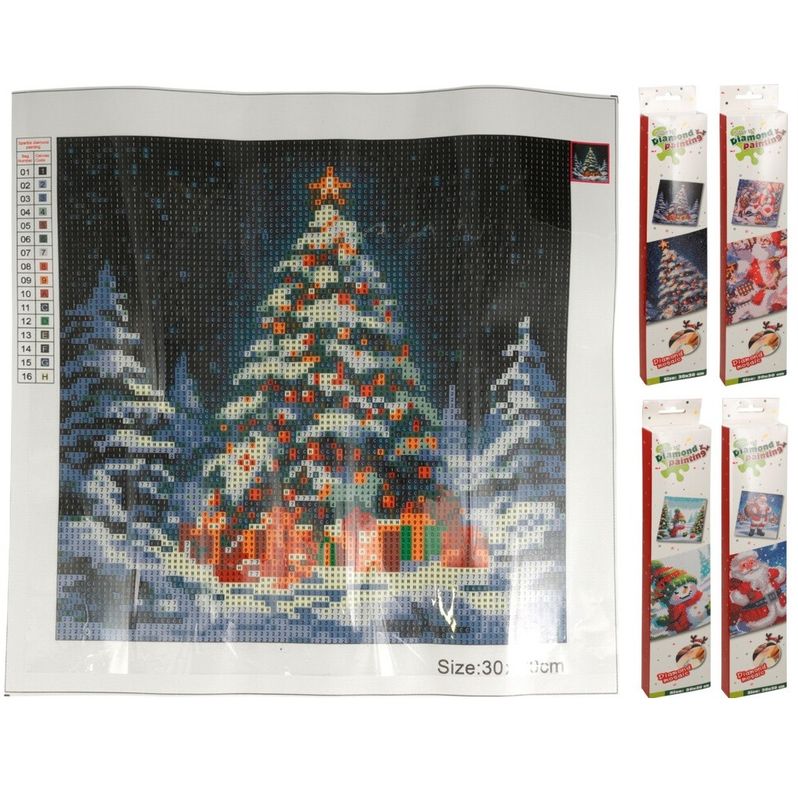 Diamond Painting julemotiv 30x30cm | 4 varianter
