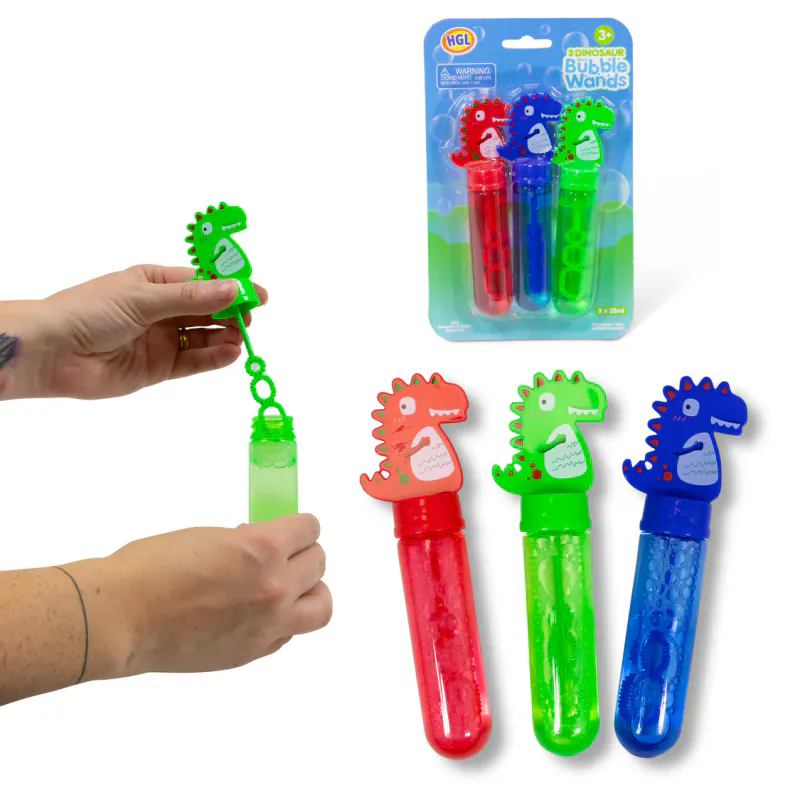 Dinosaur mini bubble wands 3pk | Såpeboblestaver
