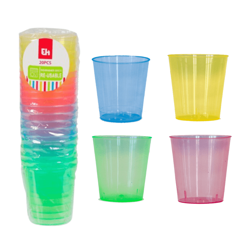Shotglass 20pk - Ulike Farger - Gjenbrukbare