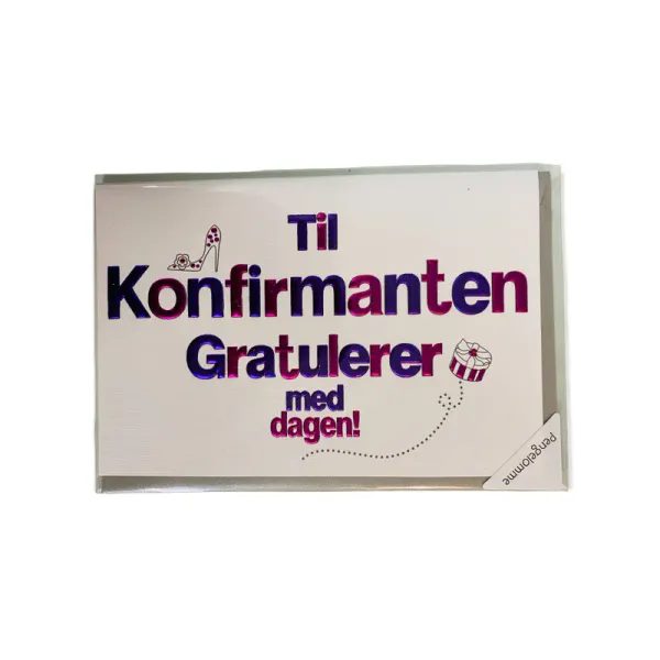 Konfirmasjonskort dobbelt med konvolutt 17x12cm | Flere varianter