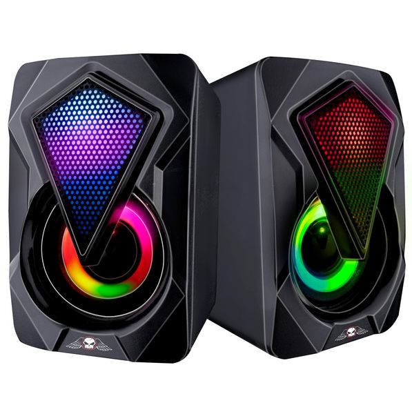 Gaminghøyttalere mini med RGB lys | No Fear kompakte PC-høyttalere