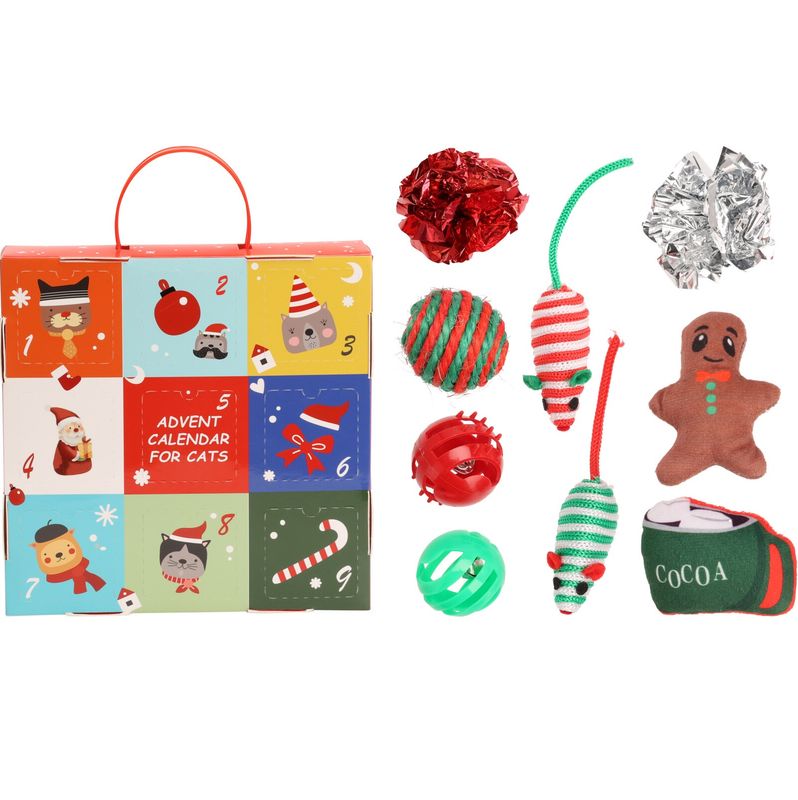 Adventskalender katt | 9 leker i gaveboks | Julegave til katt