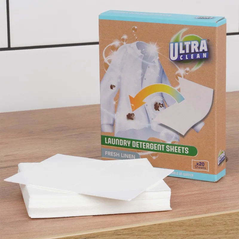 Ultra Clean Vaskemiddelark 20stk | Løselige Ark | Effektiv Klesvask