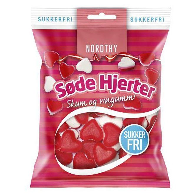 Hovedbilde Nordthy Sukkerfri Søte Hjerter 65g