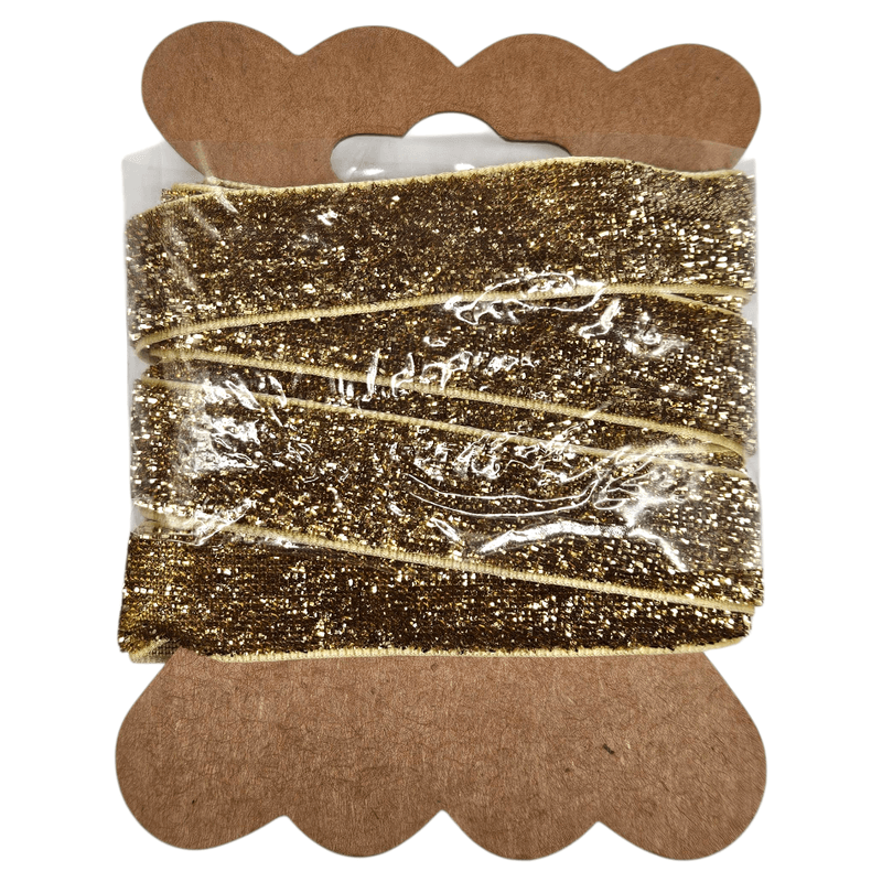 Gull pyntebånd glitrende stoff | Boutique julebånd og dekor