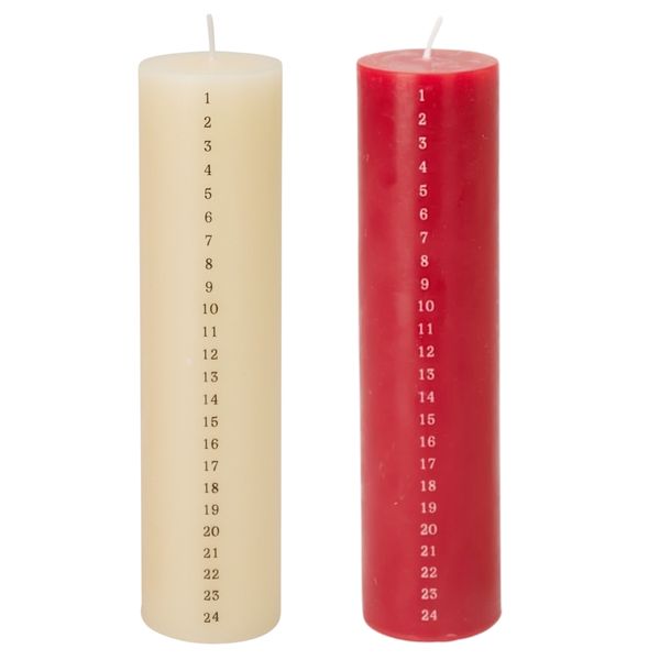 Adventslys datomerking 20cm | Rødt eller elfenbein julelys