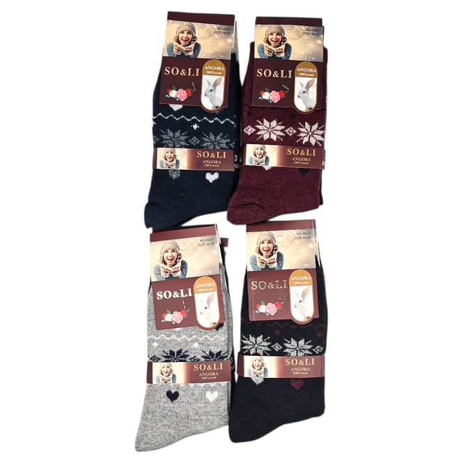 Hovedbilde Angora Ullsokk Dame 3par 35-42 | Angoraull med vintermotiv
