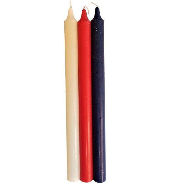 Unik Kronelys 17.mai rød/hvit/blå 29cm 3-pk